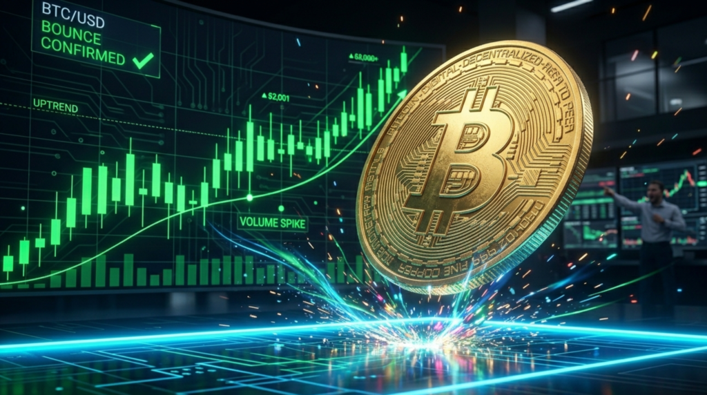 Harga Bitcoin rebound hari ini tembus level 63.000 dolar dengan grafik uptrend